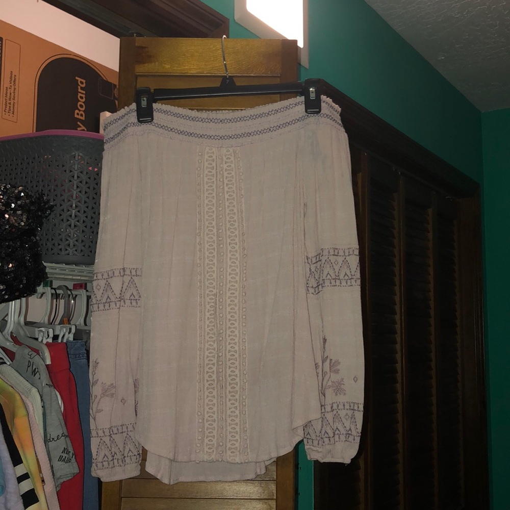 Lavender off the shoulder blouse